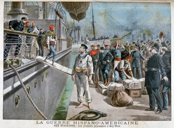 Prisioneros españoles llegando a Key-West, Guerra Hispanoamericana, 1898