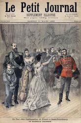 El Zar Alejandro III en el Embajador de Francia El Conde de Montebello en San Petersburgo en 1893. Rejilla de honor. Portada de Le Petit Journal 1893