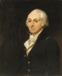 Retrato de Thomas Harley, medio cuerpo, con abrigo azul y chaleco blanco