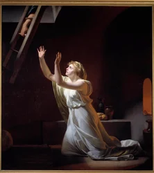 La tortura de una vestal. Una vestal, sacerdotisa romana comprometida a la castidad, enterrada viva por su ofensa. Pintura de Henri Pierre Danloux (1753-1809) 1790