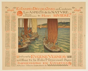 Calendario para 1898: Estampas decorativas en colores, aspectos de la naturaleza, doce composiciones de Henri Rivière