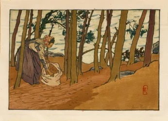 Mujer recogiendo agujas de pino (Orillas del Trieux, Loguivy)