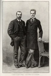 Retratos de los exploradores Gabriel Bonvalot (1853-1933), autor de la historia y el Príncipe Henri d