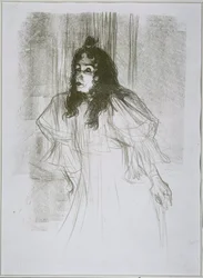 Retrato de May Belfort (May Egan) con dos figuras y un piano Miss May Belfort (título original)
