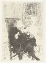 Actores Jules Charles Truffier como Marguerite Moreno en toneelstuk Les femmes savantes
Truffier y Moreno en Les femmes savantes