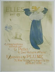 Poster voor de expositie van de serie Elles van Toulouse-Lautrec bij la Plume Ellos de Toulouse-Lautrec. Litografías publicadas por G. Pellet 9, Quai Voltaire en París. Expuesto en La Plume 31, Rue Bonaparte, desde el 22 de abril de 1896 (título sobre el o