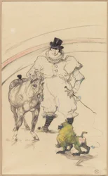 En el circo: Pony entrenado y babuino