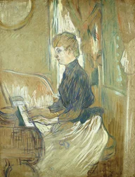 En el piano, Madame Juliette Pascal en el salón del Chateau de Malrome, 1896