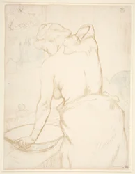 Femme qui se lave, la toilette (Mujer en su toilette, lavándose), de la serie Elles