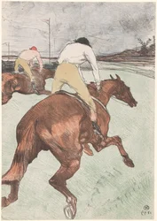 "El jockey" Dos jinetes a caballo Le jockey (título original) Carreras de caballos (título de la serie) Cursos (título de la serie)