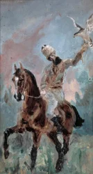 El conde Alphonse de Toulouse-Lautrec como halconero
