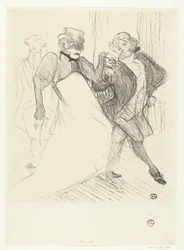 Portret van actores Gabrielle Rejane y Felix Galipaux en toneelstuk Madame Sans-Gêne Rejave y Galipaux, en Madame Sans Gène