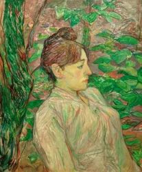 Bajo el follaje (Mujer sentada en un jardín)