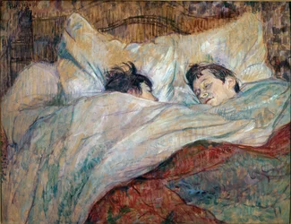 La cama. Dos niños durmiendo