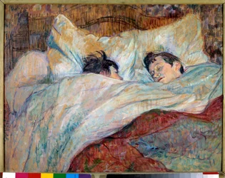 La cama. Dos niños durmiendo