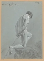 Desnudo masculino arrodillado, visto de lado (1er premio 1809)
