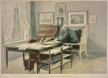 Príncipe Bismarck en su estudio en Friedrichsruh, c.1890