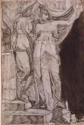 Dos figuras femeninas de pie en escalones, Roma, mayo de 1787