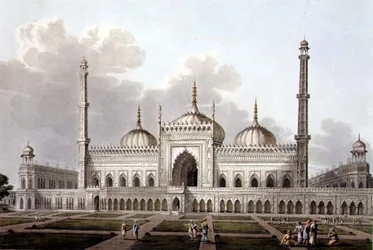 Mezquita en Lucknow, lámina VI, grabado por L. Hill