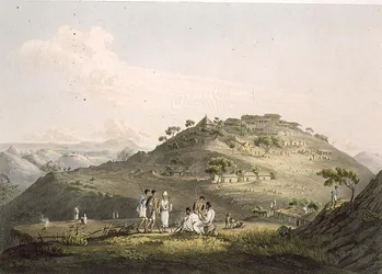 La ciudad de Dixan en Abisinia, grabado por Daniel Havell 1809