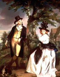 Retrato de una dama sentada y su esposo de pie