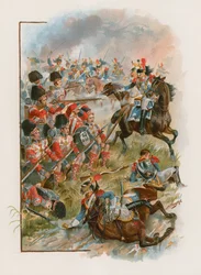 Plaza de los 42º Highlanders cargada por coraceros franceses en Quatre Bras, 16 de junio de 1815