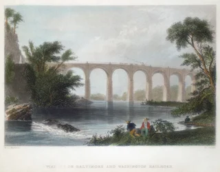 Viaducto en el ferrocarril de Baltimore y Washington, c1838