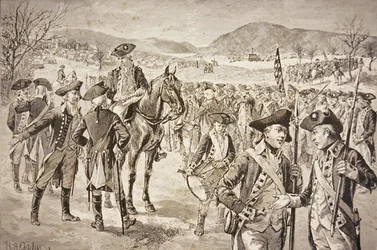 Disolución del Ejército Continental Americano en New Windsor, Nueva York, principios de noviembre de 1783