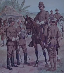 Guerra Hispanoamericana de 1898, tropas estadounidenses, General Lawton montado, Comandante de la Segunda División, 5º Cuerpo de Ejército, en Cuba