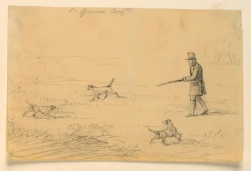 Estudio de un Caballero con Tres Perros, Cazando