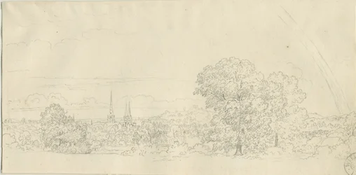 Lichfield - Vista distante: dibujo a pluma, nd [1788-1855]