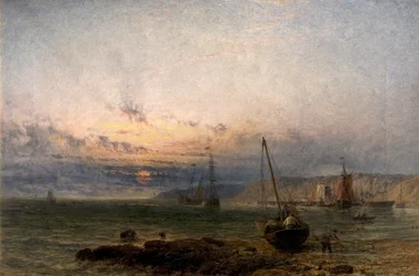 Escena costera al atardecer, 1852