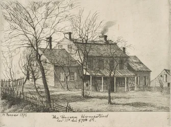 La granja Harsen, esquina de la 10ª Avenida y la calle 70 de Escenas del Viejo Nueva York, 1876
