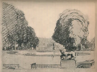 En un marco melancólico de viejos árboles recortados, c1927, 1927