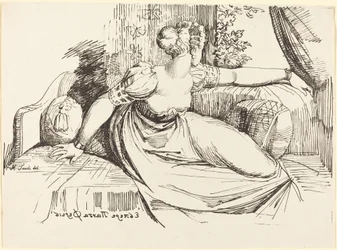 Una mujer sentada junto a la ventana