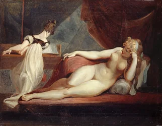 Desnudo reclinado y mujer en el piano, 1799-1800