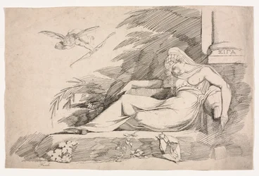 Mujer durmiendo con un cupido, 1780-1790
