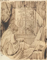 Mujer leyendo, sentada ante una ventana