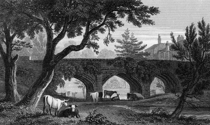 Puente de Eltham, Kent, grabado por Henry Adlard, 1832