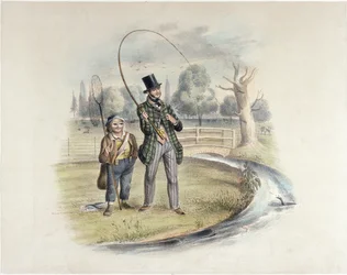 Pesca de percas, Teddington, de un conjunto de seis imágenes de 