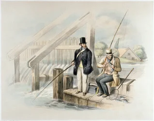 Pesca de truchas, Beddington Park, de un conjunto de seis imágenes de 