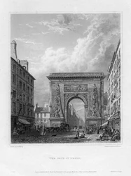 La Porte Saint-Denis, París, Francia, 1820