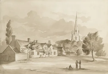 Iglesia de Brewood: dibujo en sepia, 1844