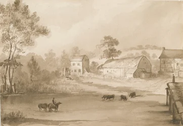 Trysull Mill: dibujo en sepia