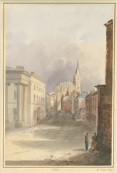 Ciudad y iglesia de Walsall, 1844