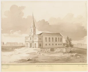 Wolverhampton - Iglesia de San Jorge: dibujo en sepia, 1844