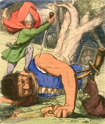 Jack mata a un gigante con su espada de agudeza