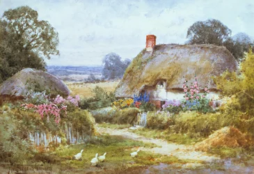 Una cabaña en verano (acuarela)