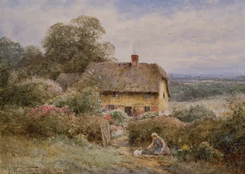 A Picturesque Cottage, Warwickshire (lápiz y acuarela)
