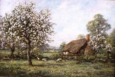 Cabaña en la primavera